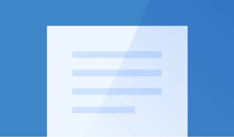 Document icon on blue background representing information or content